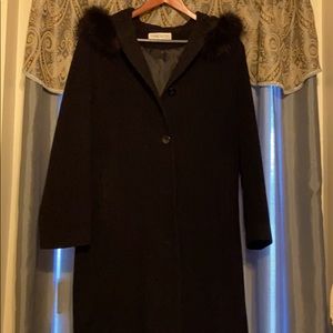 Black Wool Jacket lined with Fur hood
